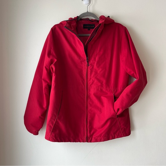 alpine tek Jackets & Blazers - Alpine Tek Red Hooded Windbreaker Jacket Size 12 Lightweight Zip Coat Women’s